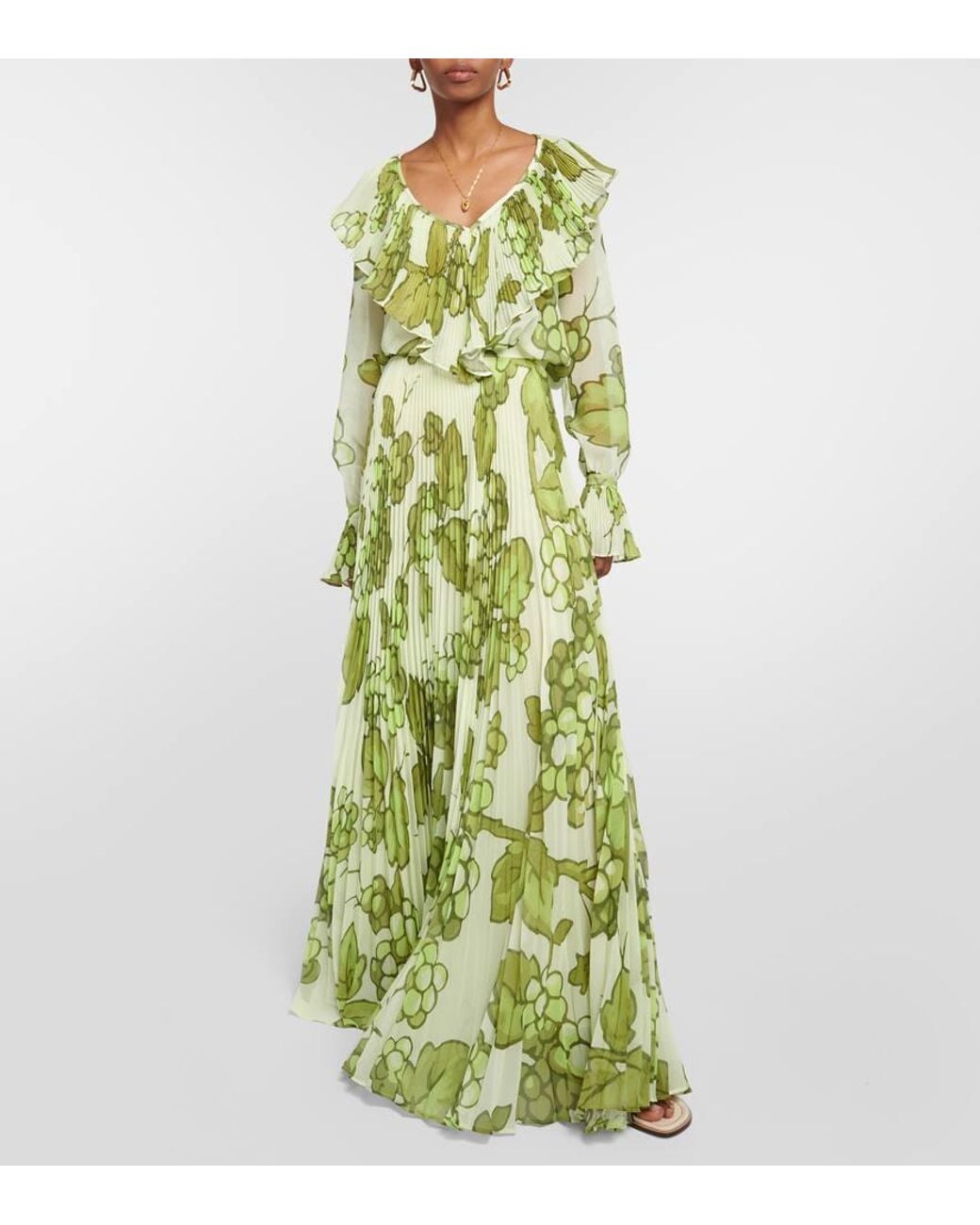 Gonna Lunga Plisse A Vita Alta di Etro in Green