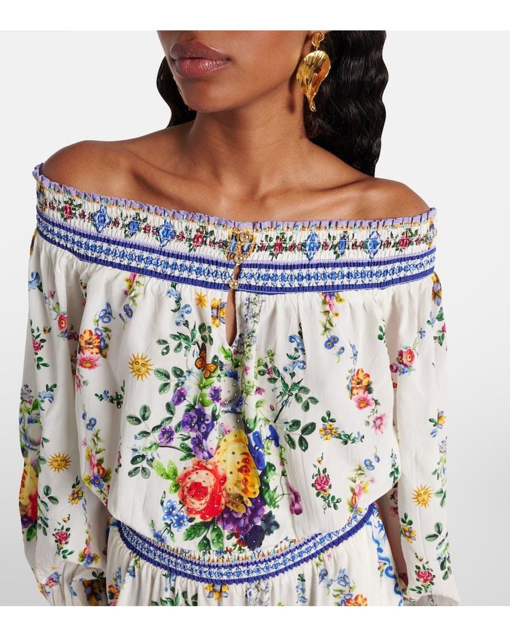 Camilla White Printed Silk Crepe Minidress