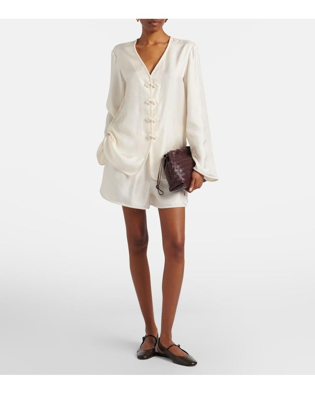 Rohe White Silk Shorts