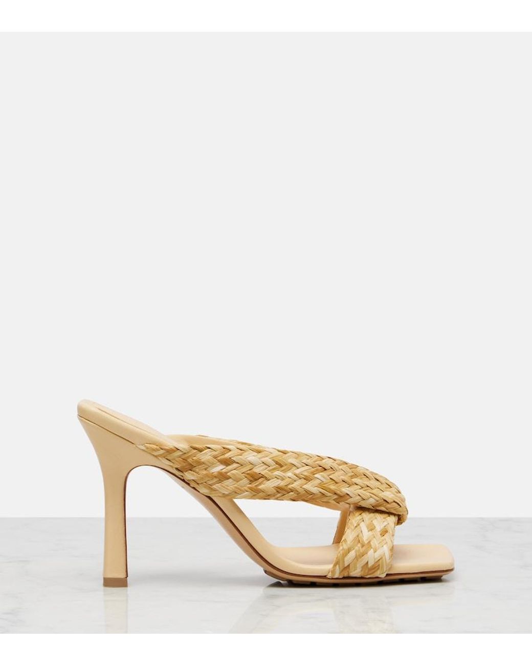 Bottega Veneta Natural Riva Braided Raffia Mules