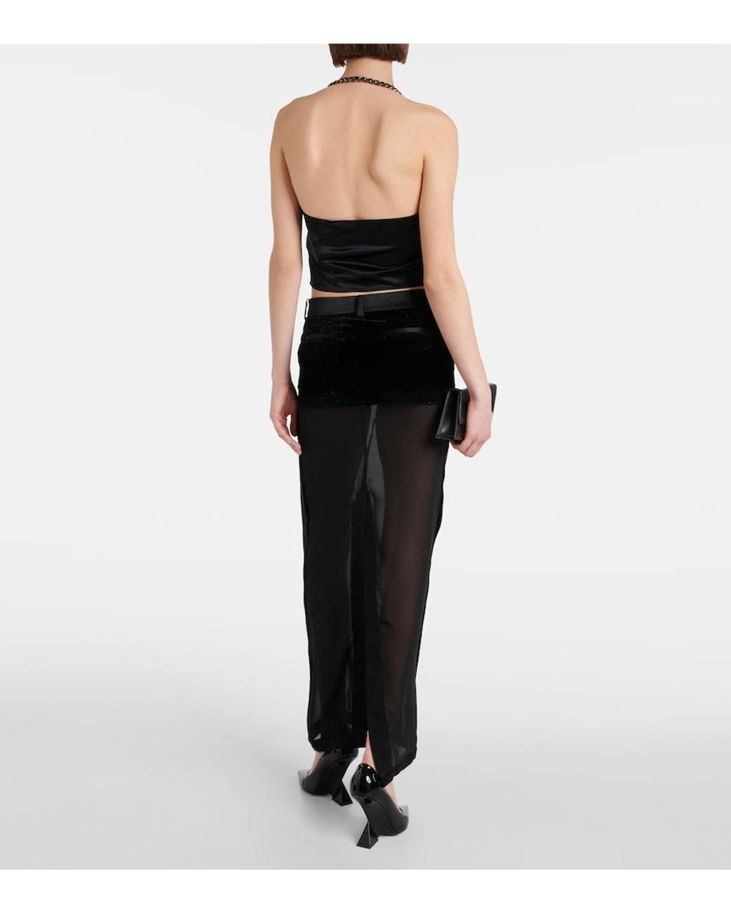 DIDU Black Mesh Maxi Skirt