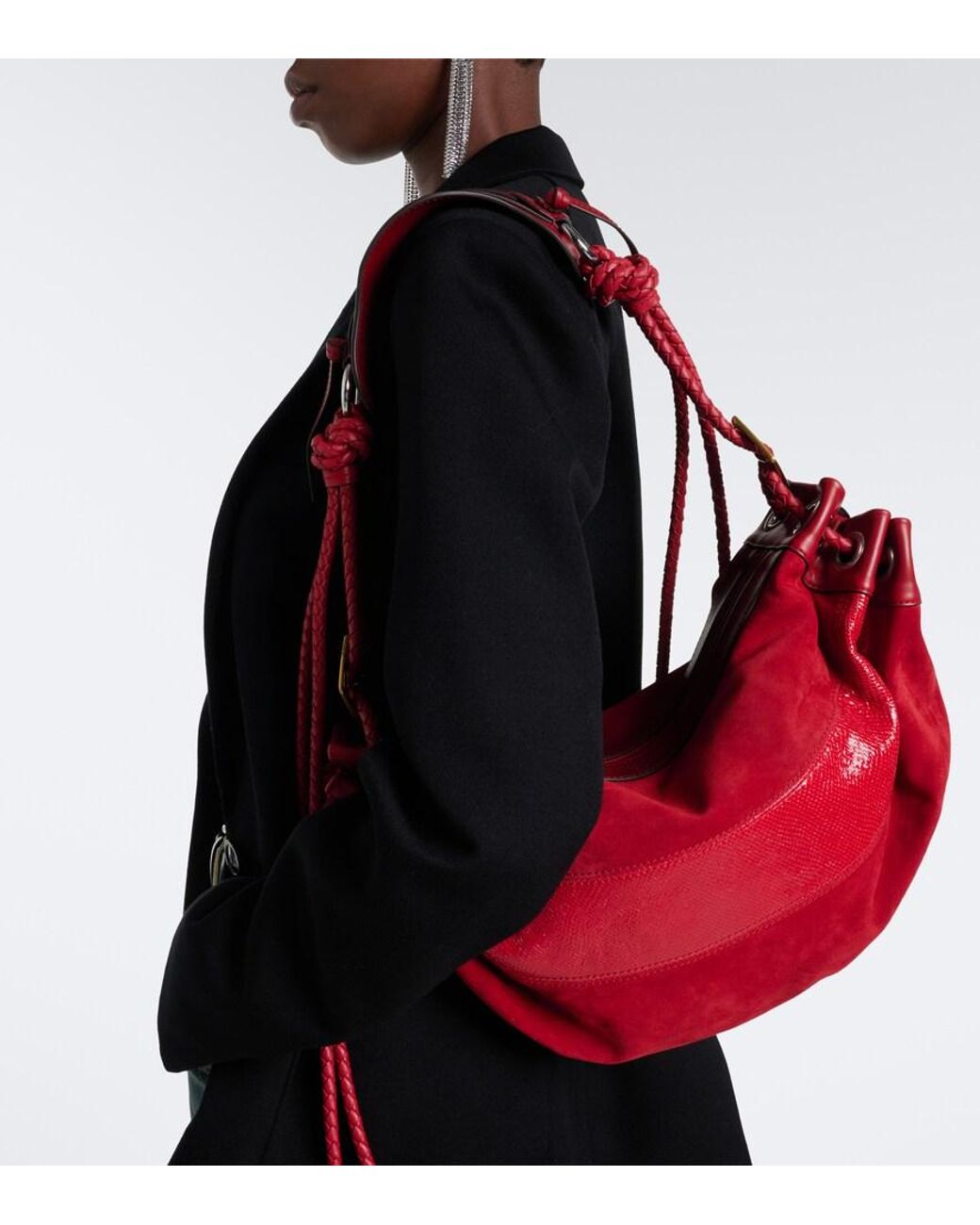 Isabel Marant Red Maia Medium Suede And Leather Shoulder Bag