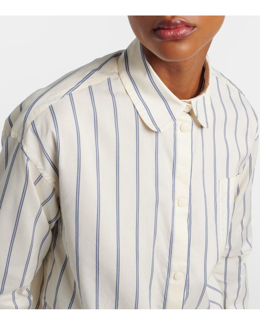 Moncler White Striped Cotton And Silk Shirt