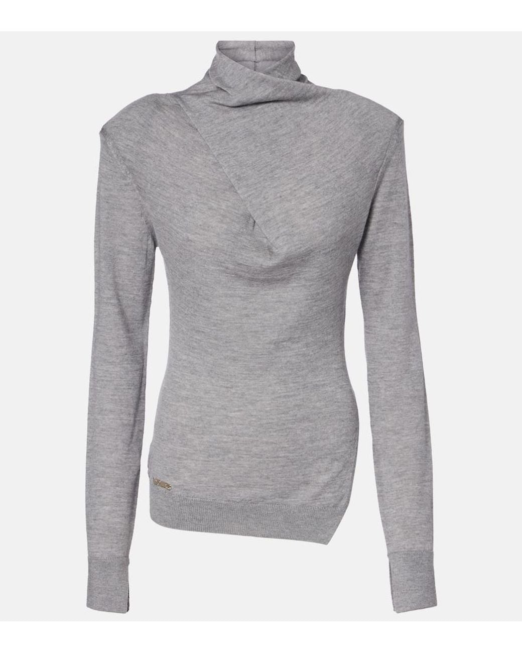 The Attico Gray Virgin Wool Turtleneck Sweater