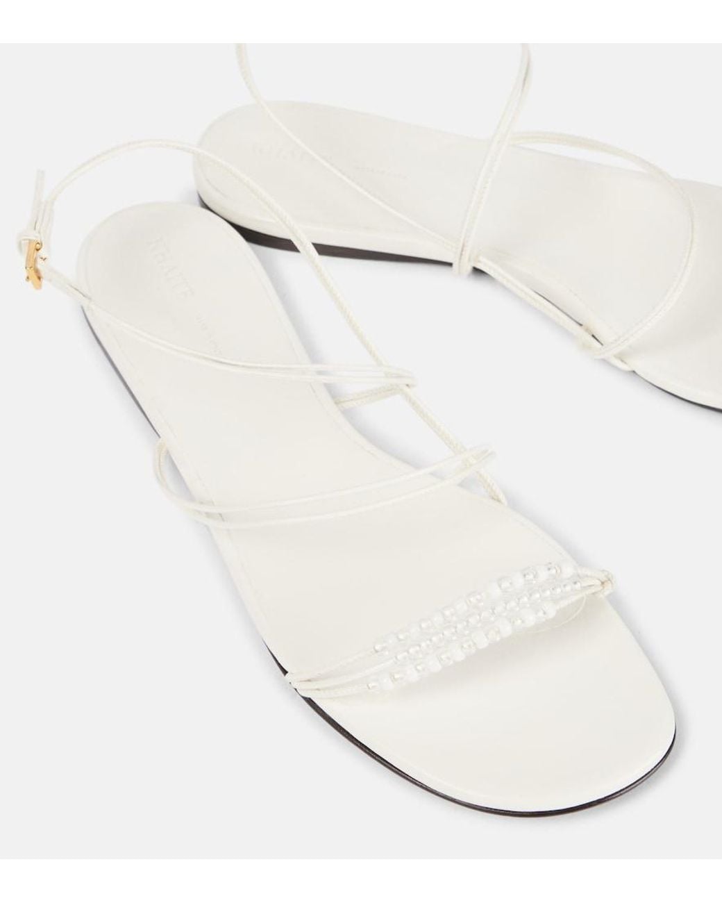 Khaite White Loop Leather Sandals