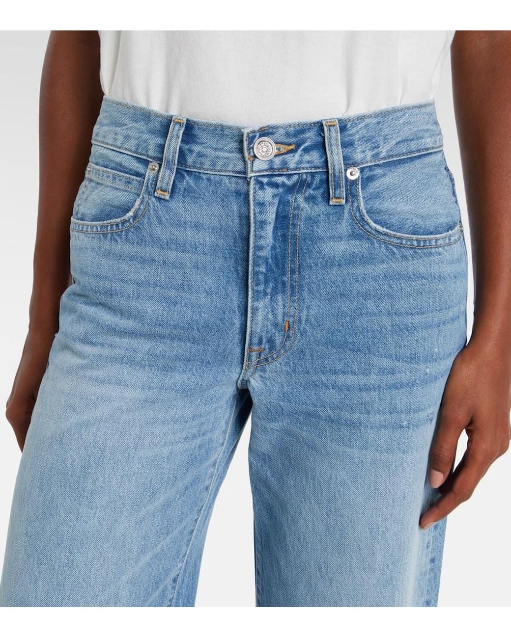 SLVRLAKE Denim Blue Selena Mid-Rise Wide-Leg Jeans