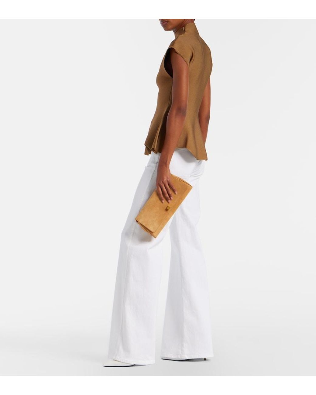 Khaite Natural Audrey Suede Clutch