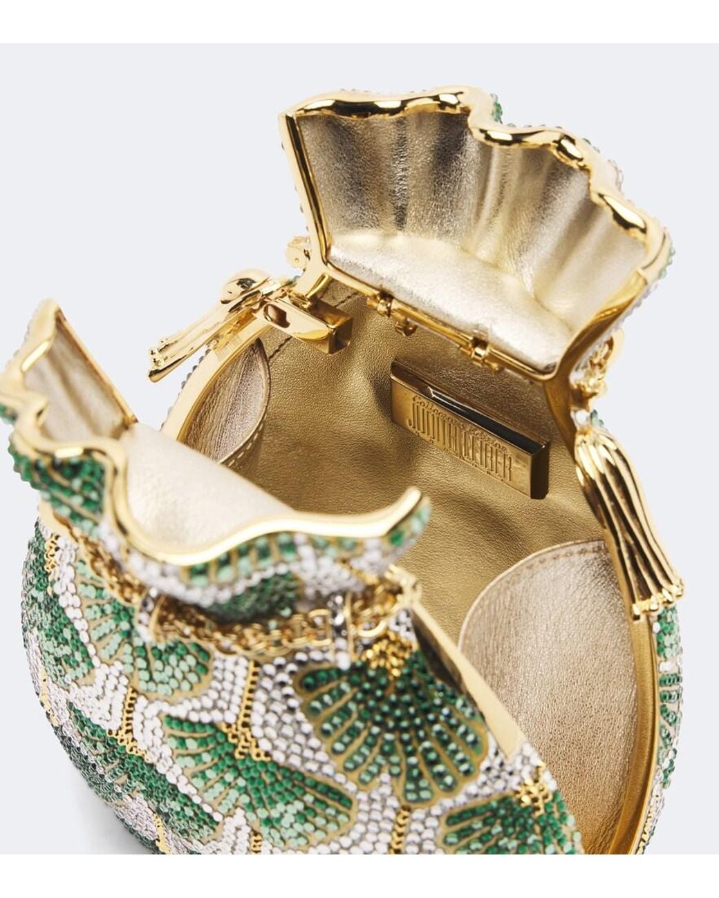 Judith Leiber Green Ginkgo Crystal-Embellished Clutch