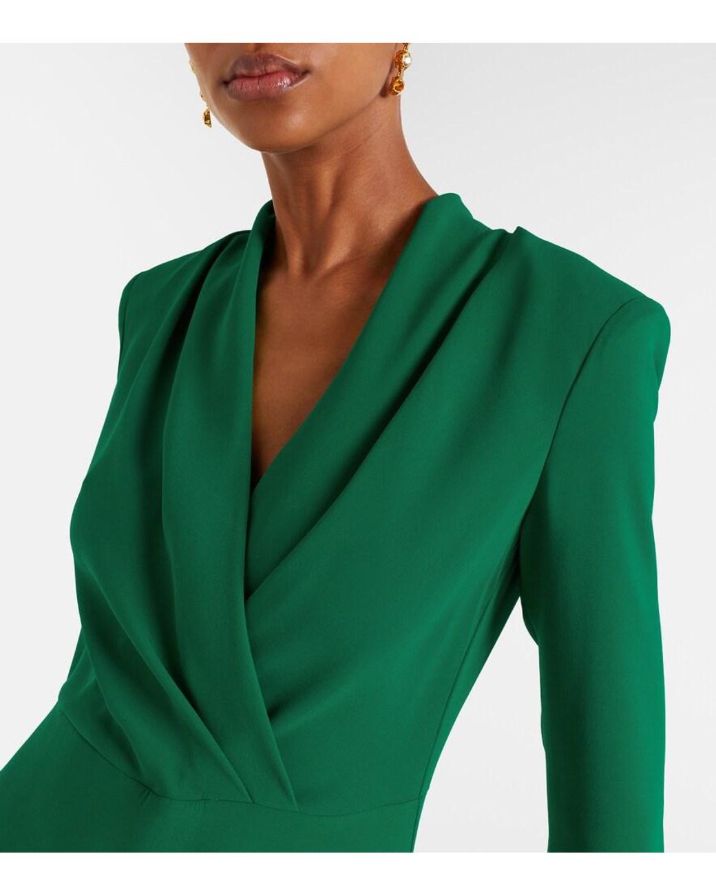 Oscar de la Renta Green Silk-Blend Gown