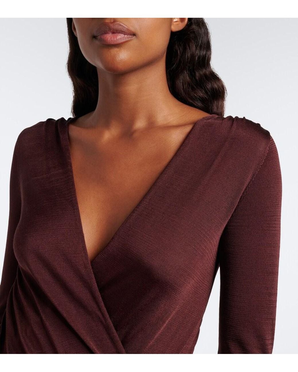 Self-Portrait Purple Draped Knitted Bodysuit