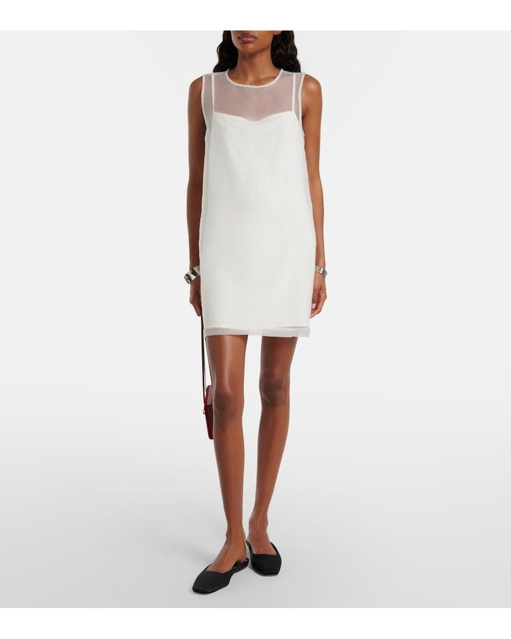 Staud White Brea Layered Shift Dress