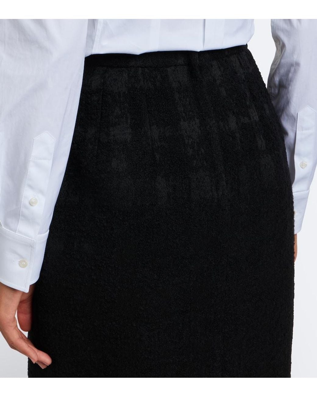 Dolce & Gabbana Black Checked Boucle Pencil Skirt