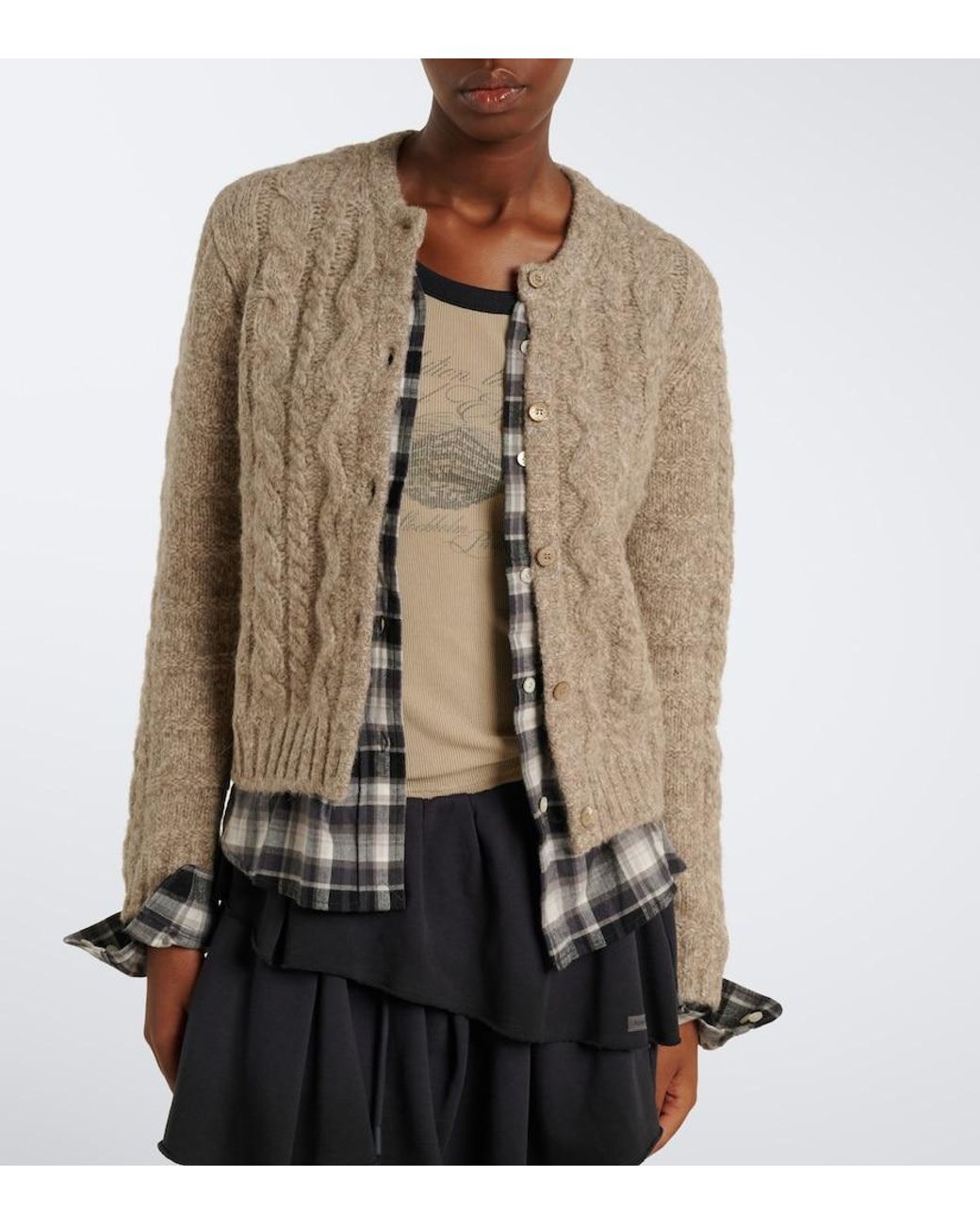 Acne Natural Layered Alpaca, Yak And Wool-Blend Cardigan