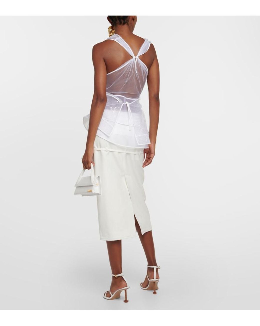 Jacquemus White Le Debardeur Perle Sequined Top