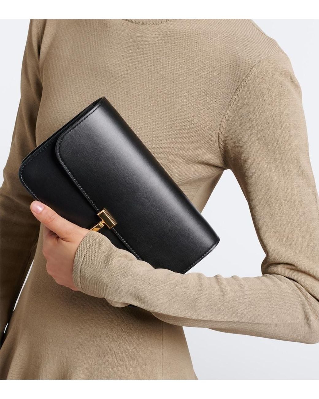 Totême Black T-Lock Leather Crossbody Bag