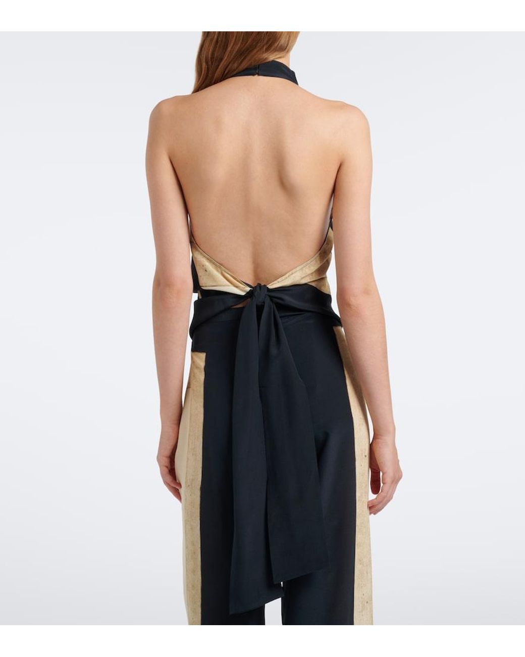 Top Sona De Seda Estampado Sir de color Natural