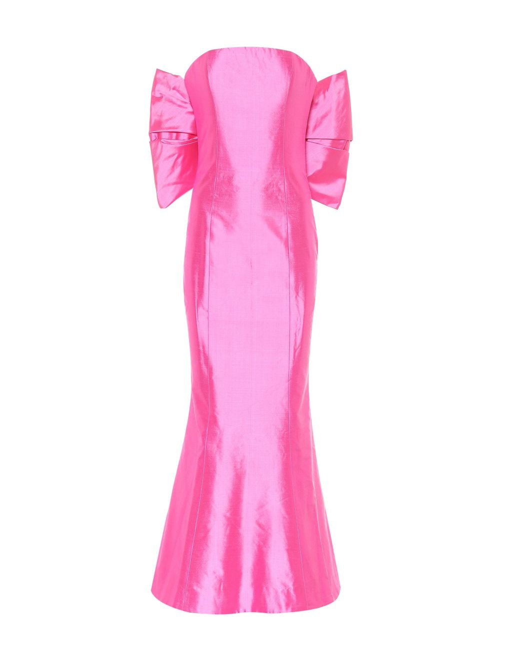 Rasario Silk-satin Strapless Midi Dress in Pink - Lyst