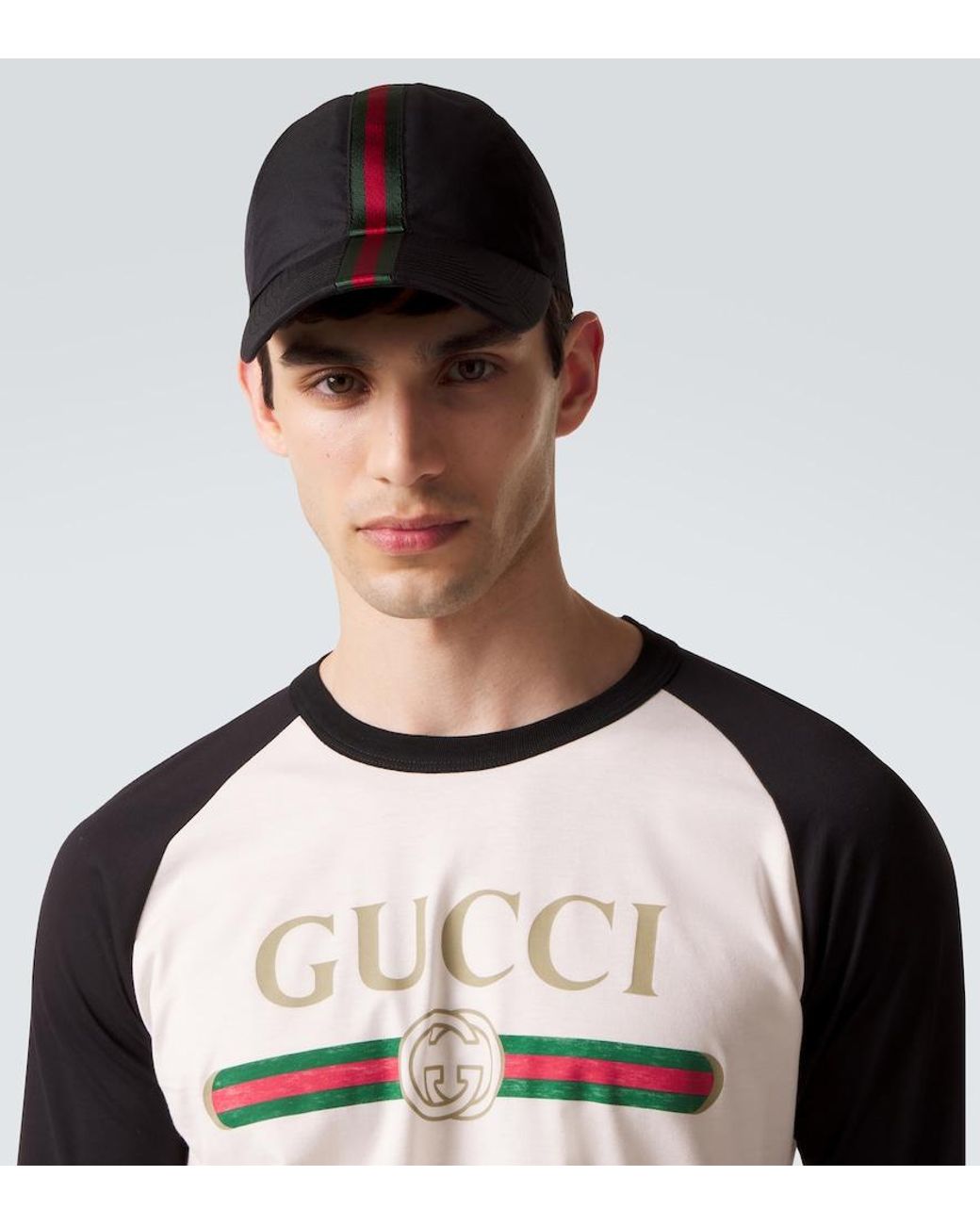 Gucci Baseballcap Web Stripe Aus Canvas in Black für Herren