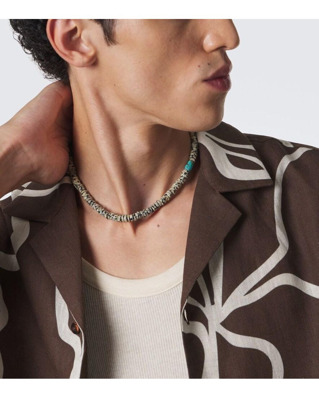 Ileana Makri Metallic 9Kt Beaded Necklace With Quartzes And Turquoises for men