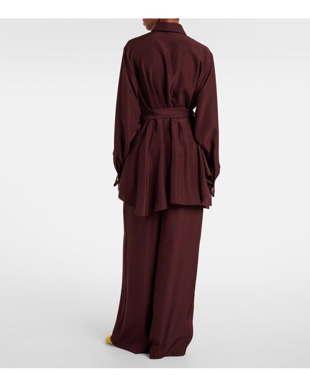Loewe Red Belted Silk Blouse