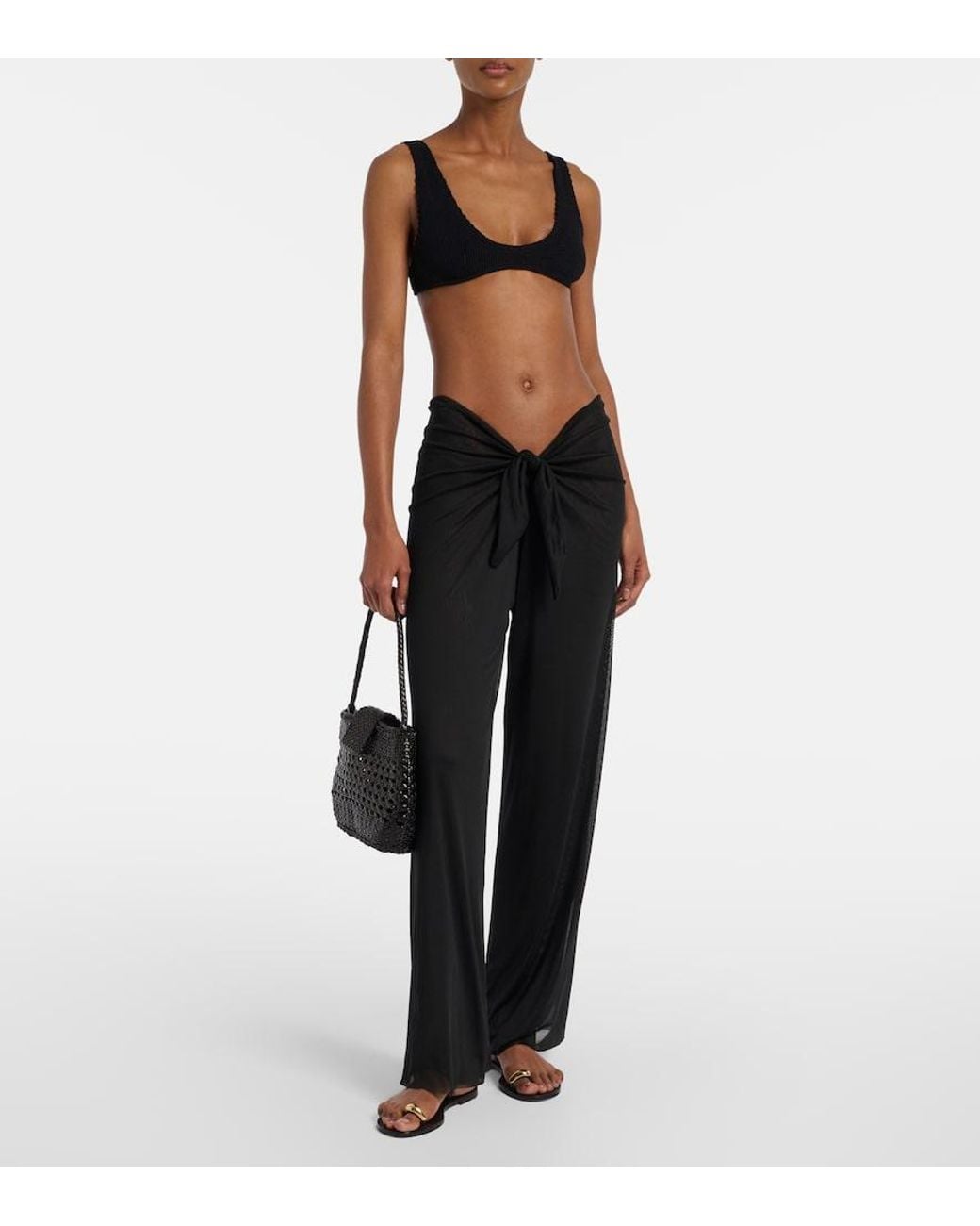 ViX Black Pareo Draped Wide-Leg Pants