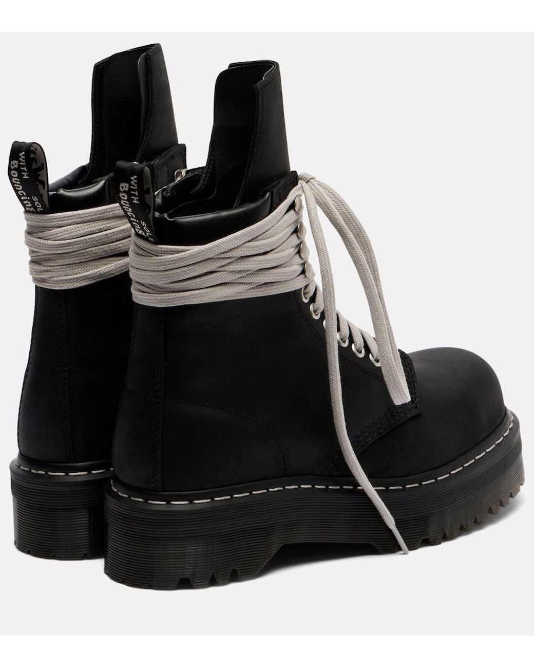 Rick Owens Black X Dr. Martens Drkshdw Quad Platform Leather Boots