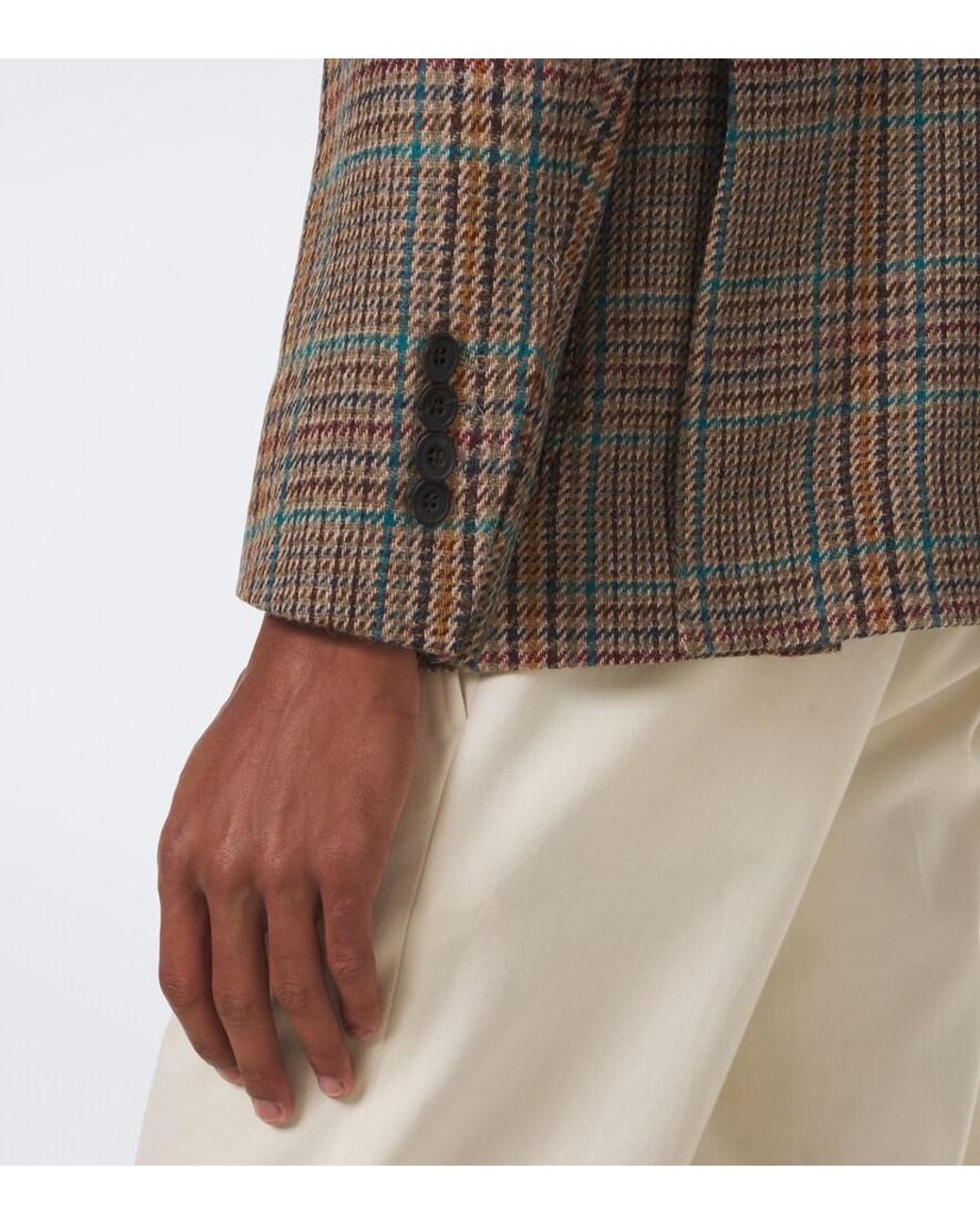 Rubinacci Brown Checked Virgin Wool Blazer for men