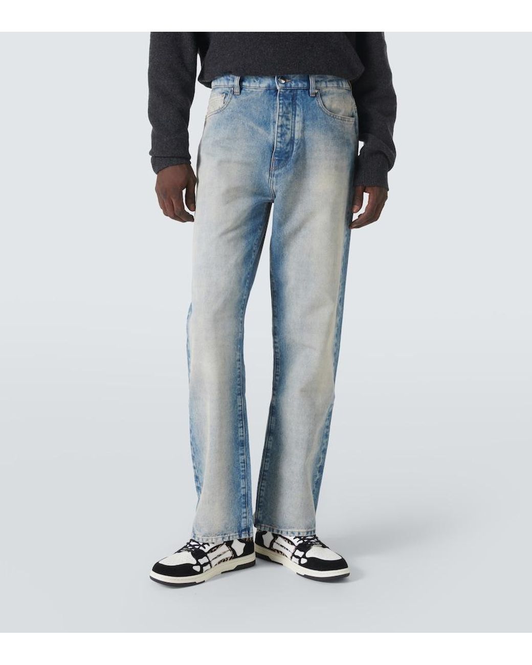 Amiri Blue Ma Quad Cuff Straight Jeans for men