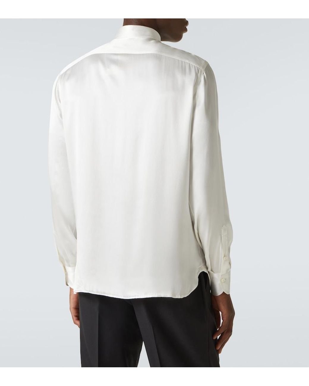 Rubinacci White Silk Tuxedo Dress Shirt for men