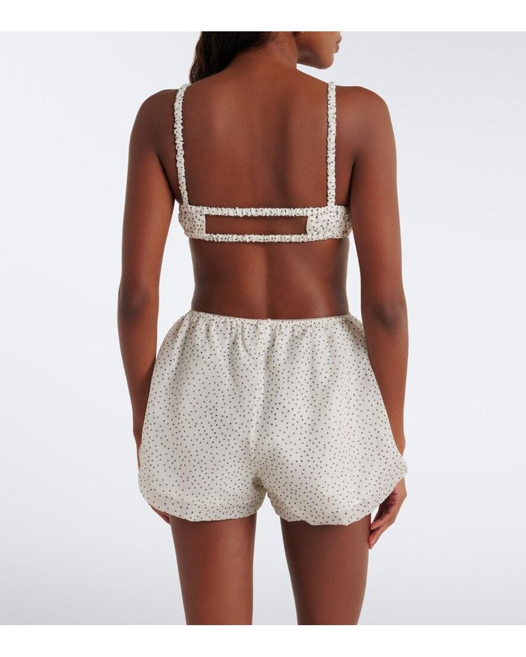 Sir White Polka-Dot Silk Organza Shorts