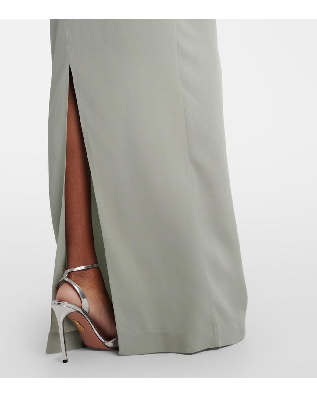 Taller Marmo White Cyclades Embellished Crepe Cady Gown
