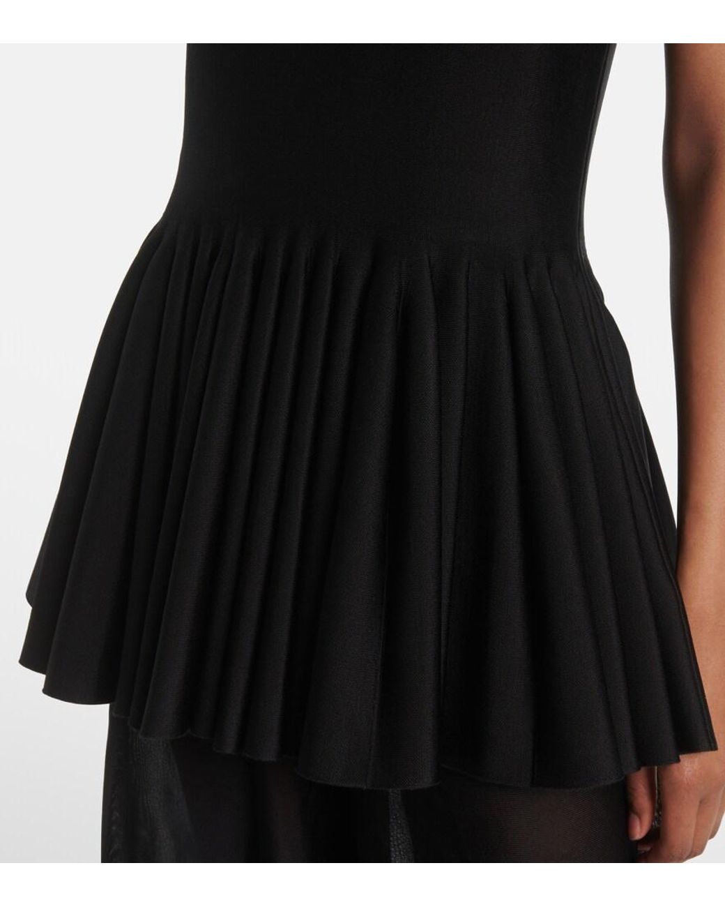 Alaïa Black Pleated Turtleneck Top