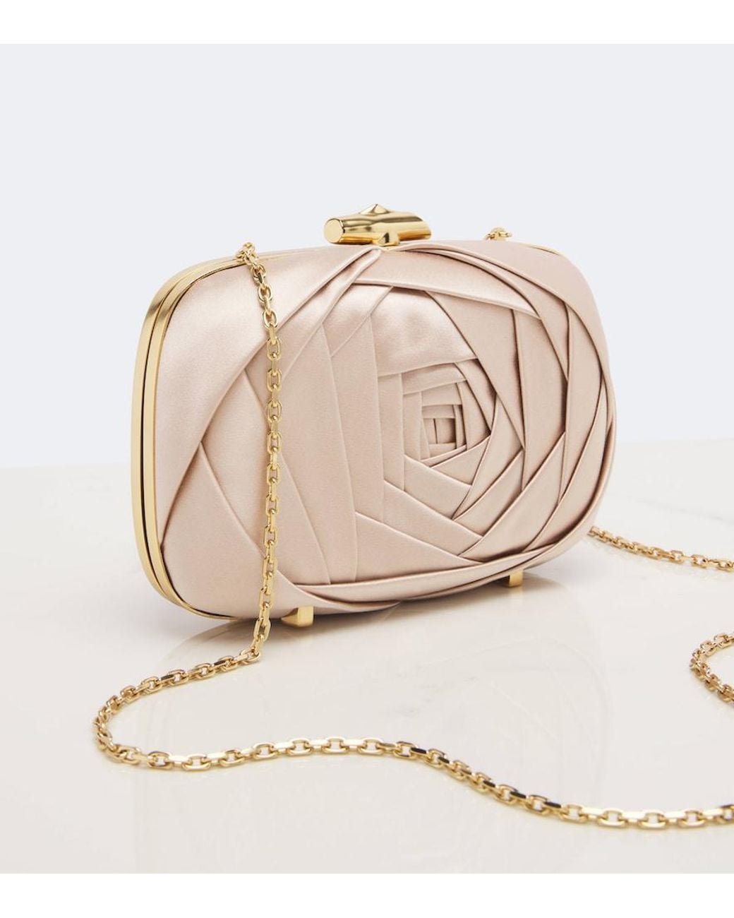 Roger Vivier Pink Rose Vivier Satin Clutch