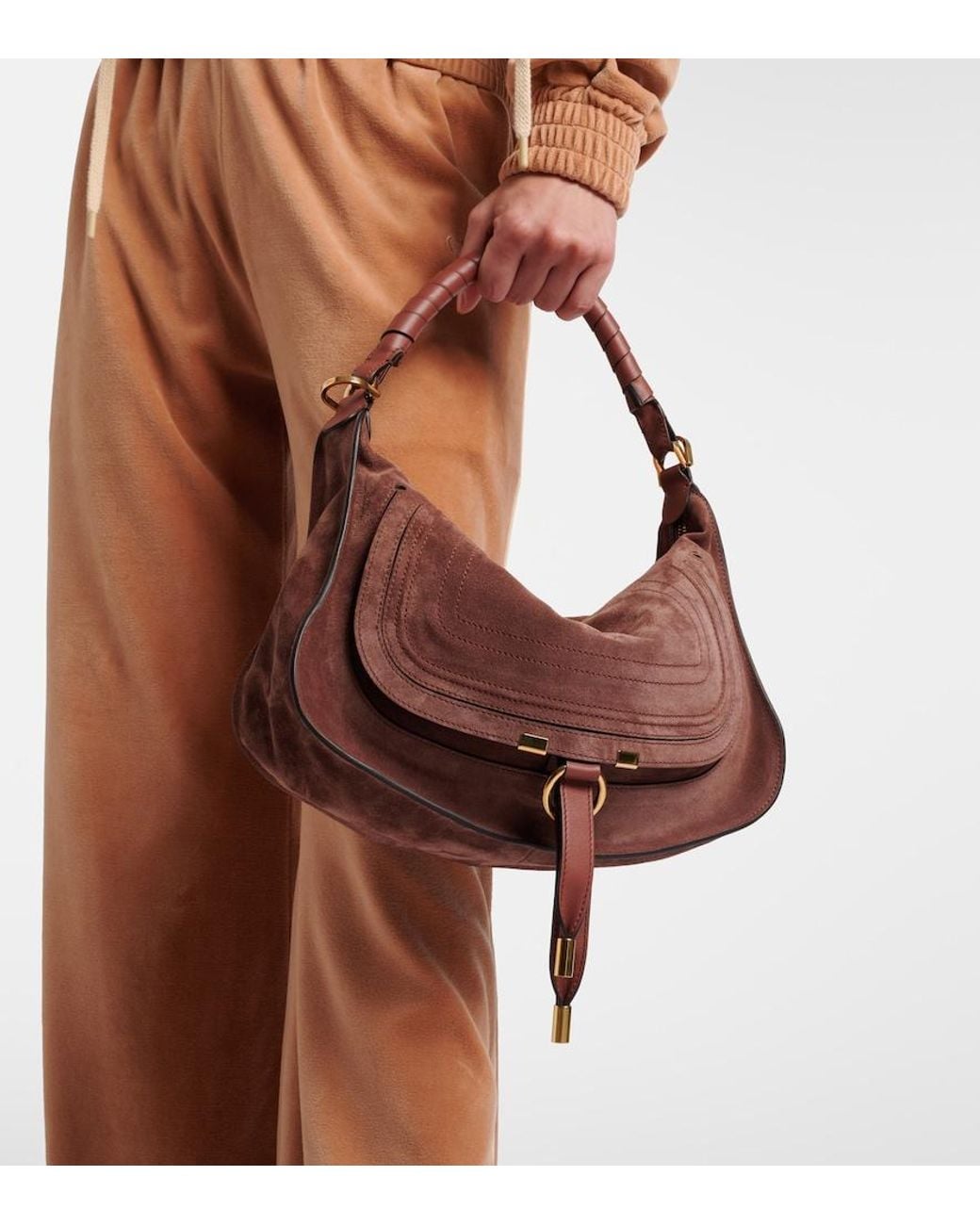 Chloé Brown Marcie Small Suede Shoulder Bag