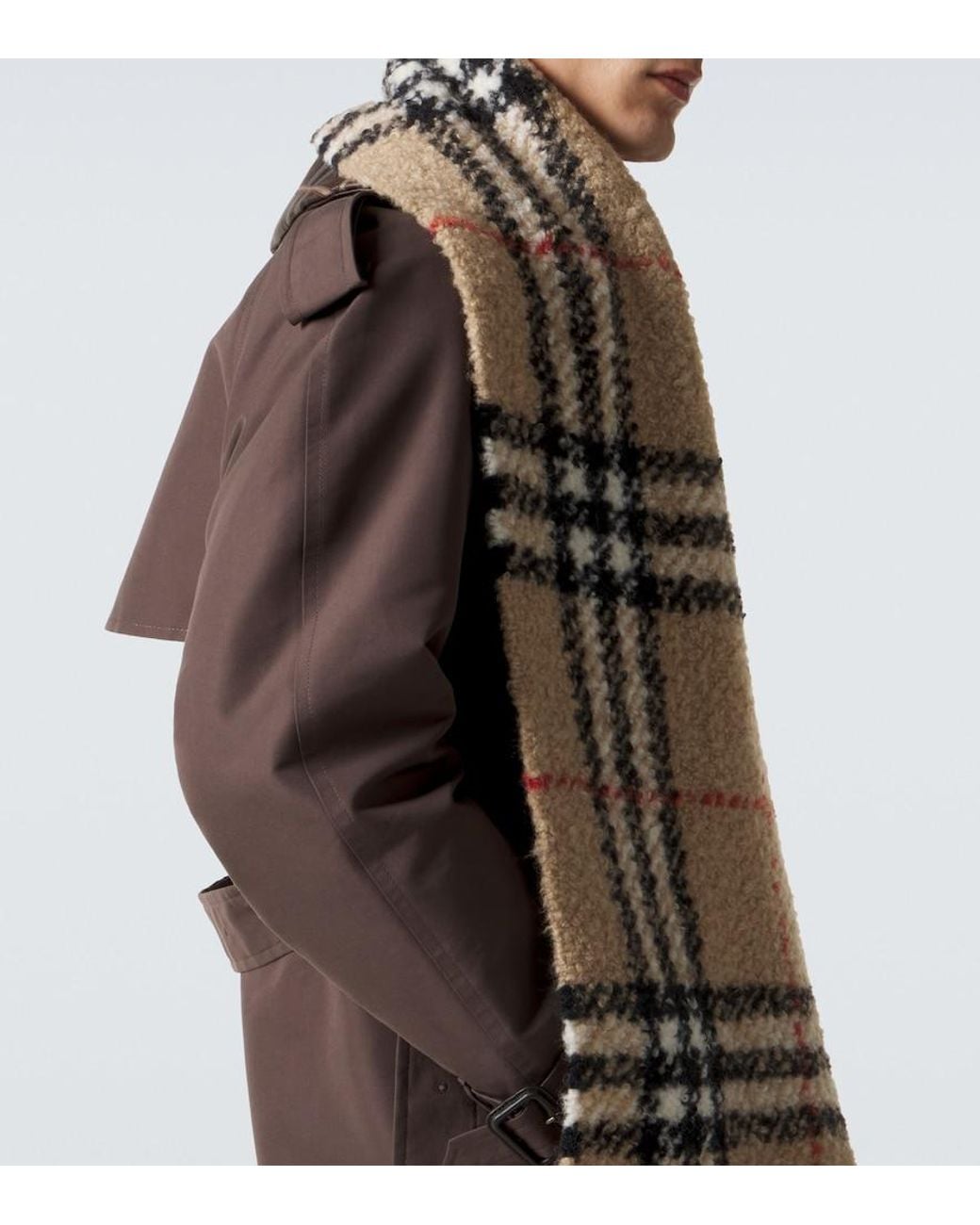Burberry Natural Check Wool-Blend Boucle Scarf for men