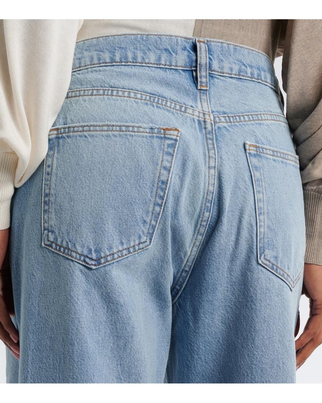 FRAME Blue Crossover Wide-Leg Jeans