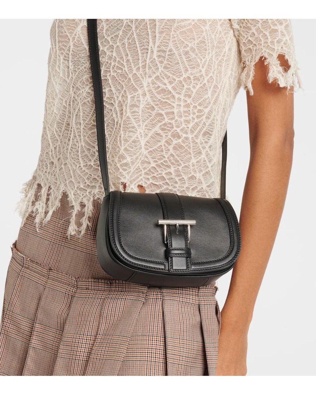 ショルダーバッグ・ポシェット Mcqueen 'Mini Cross-Bar' Handbag McQueen T-Bar Mini Leather Crossbody Bag in Black | Lyst