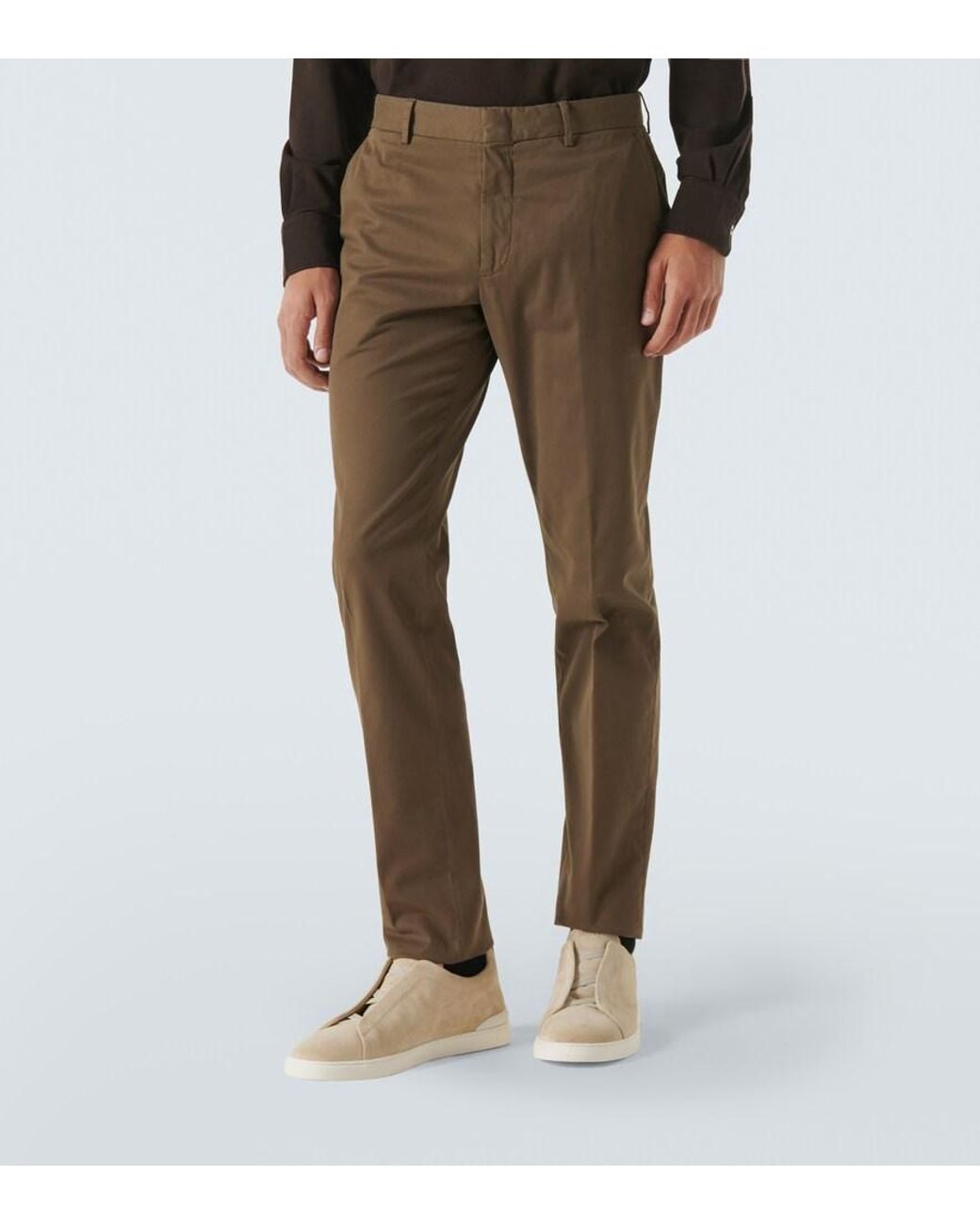 Zegna Brown Cotton-Blend Chinos for men