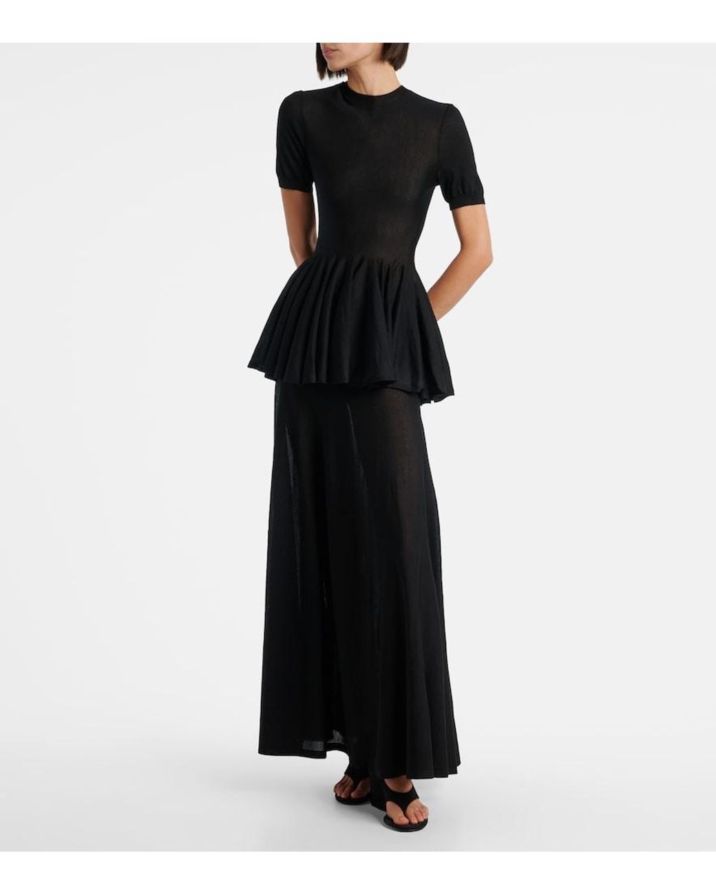 Alaïa Black Virgin Wool Maxi Skirt