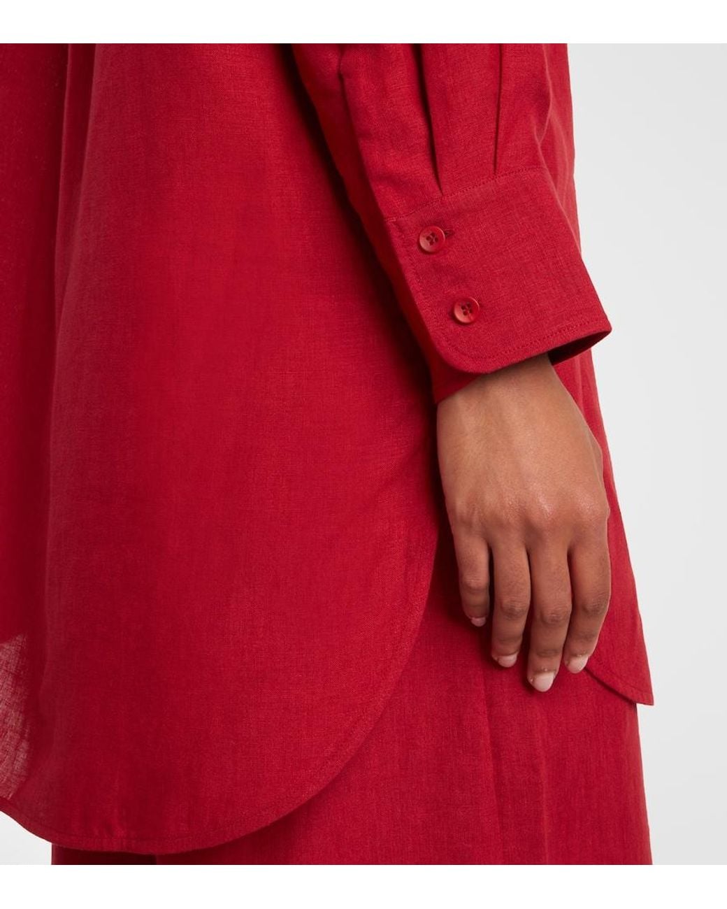 Eres Red Mignonette Oversized Linen Shirt
