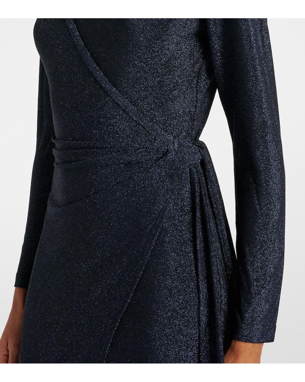 Diane von Furstenberg Blue Simona Lame Wrap Dress