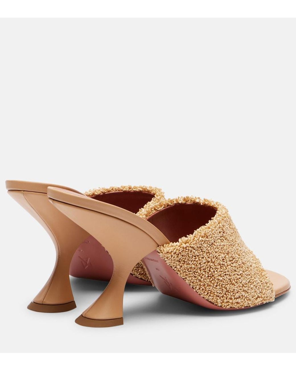 AMINA MUADDI Brown Taylor 90 Raffia-Effect Mules