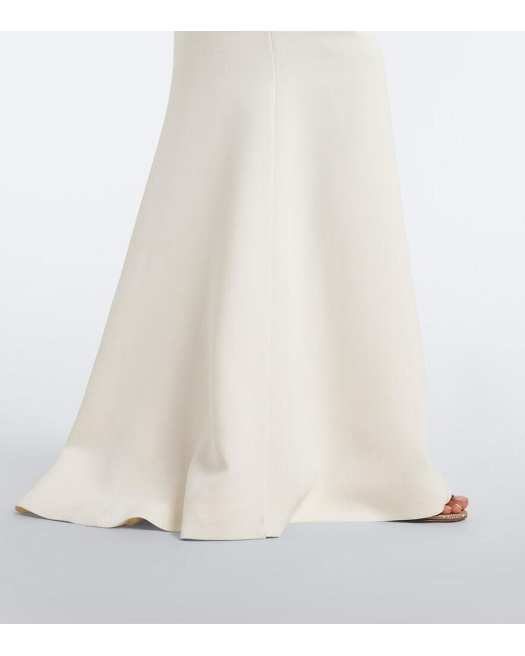 Elie Saab White Feather-Trimmed Cady Gown