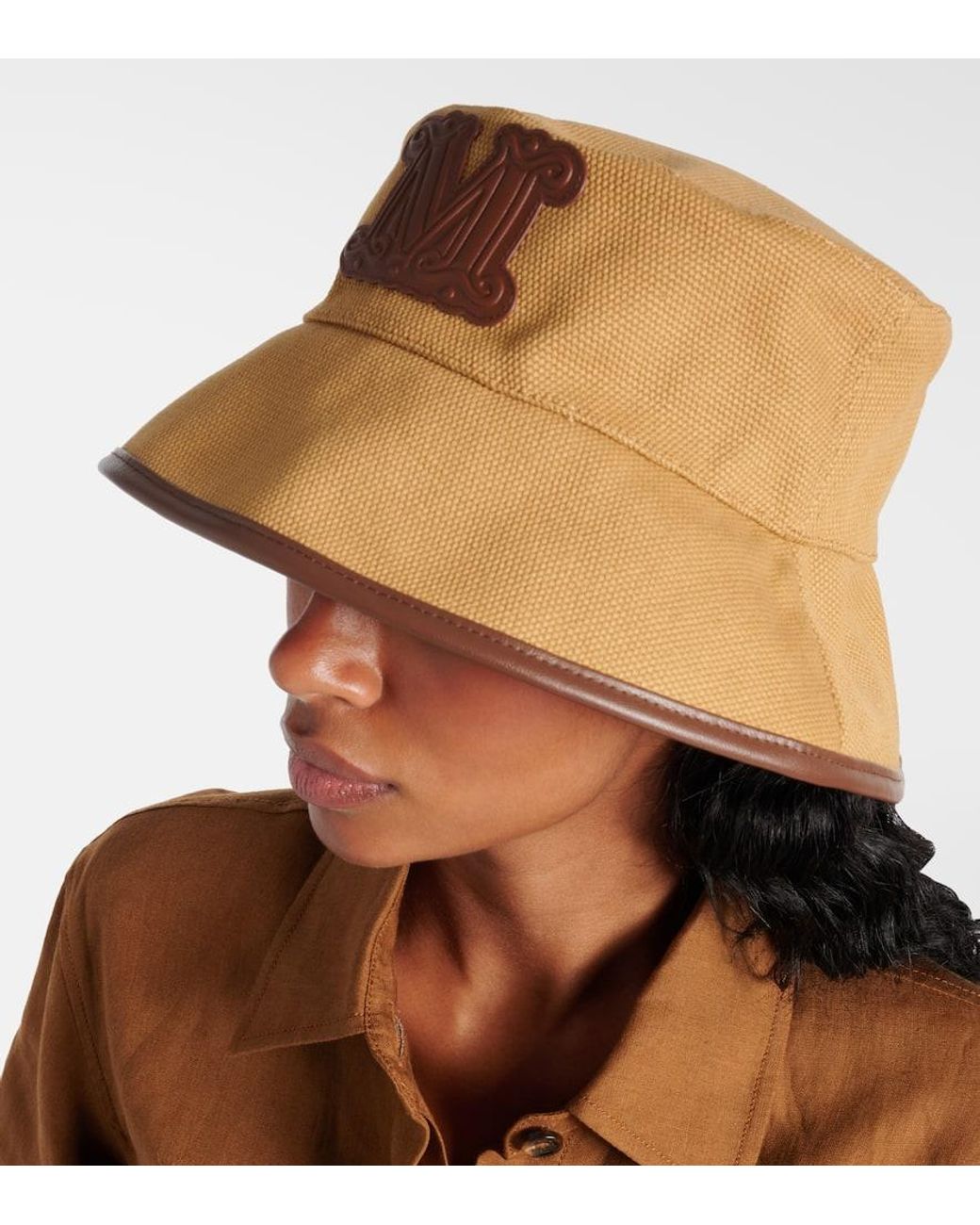 【Max Mara】 Esperia canvas bucket hat Max Mara Esperia Canvas Bucket Hat in Natural | Lyst