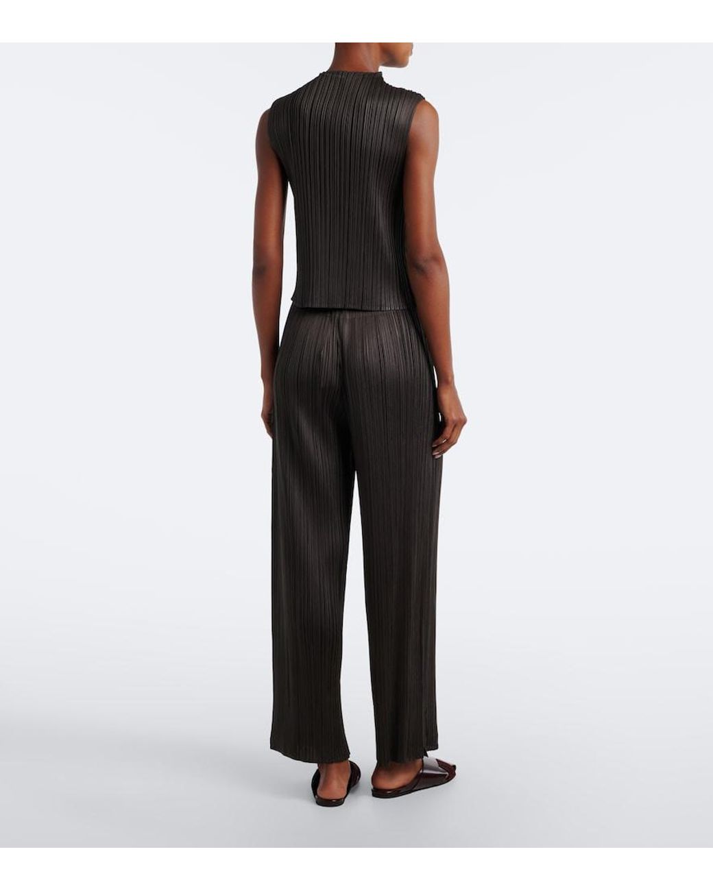 Pleats Please Issey Miyake Gray Monthly Colors: August Pleated Wide-Leg Pants
