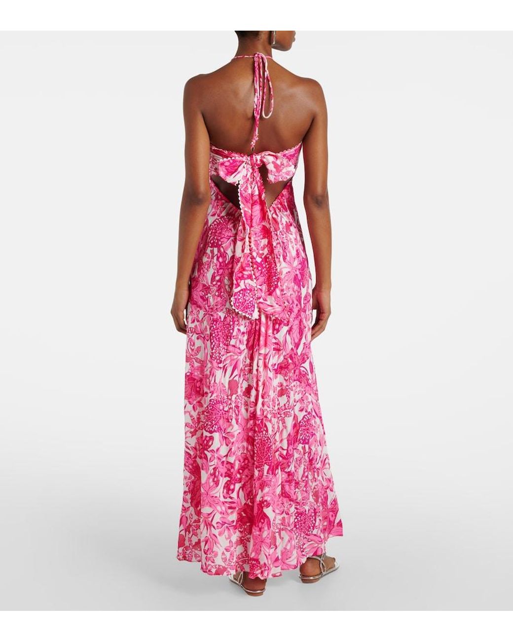 Poupette Pink Carla Printed Halterneck Maxi Dress