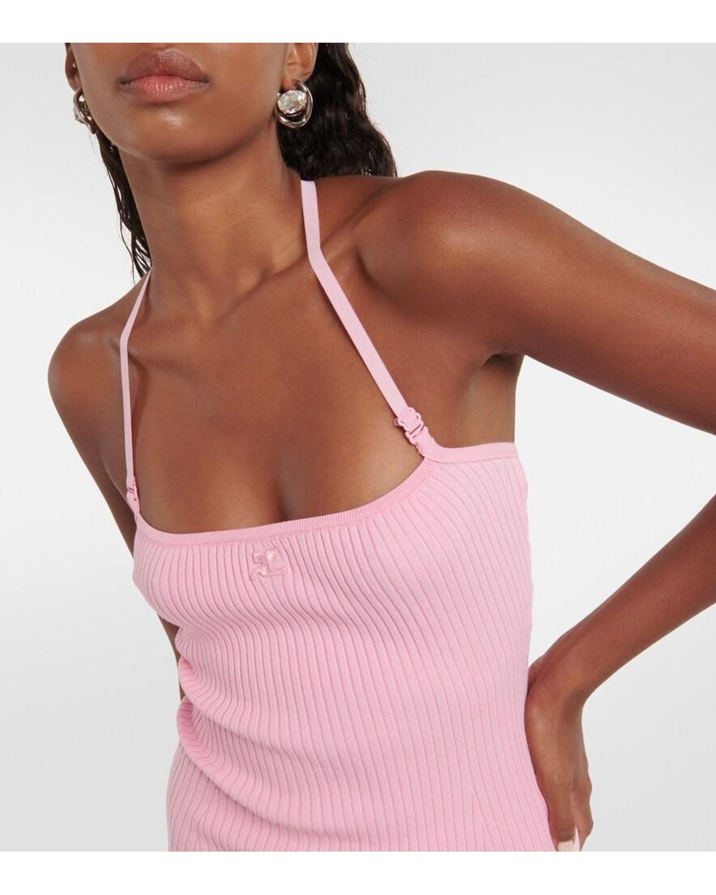 Courreges Pink Ribbed-Knit Minidress