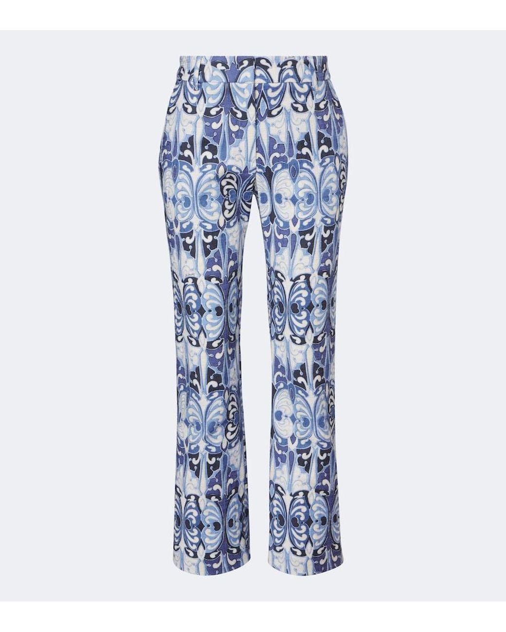 LaDoubleJ Blue 24/7 Printed Cotton Straight Pants