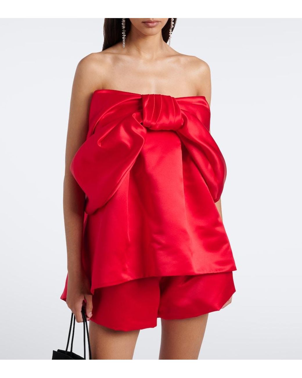 Simone Rocha Red Bow-Detail Satin Top