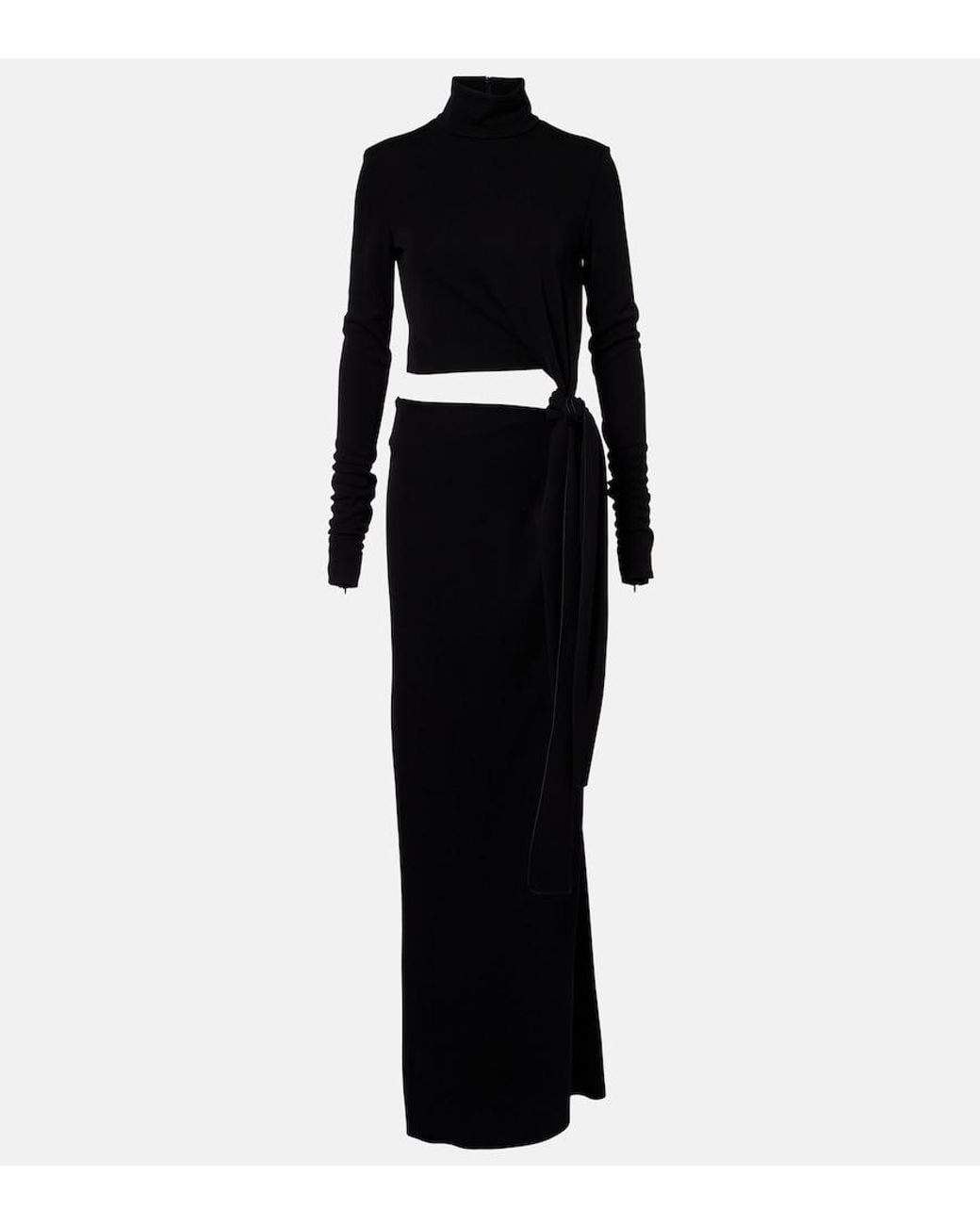 Sportmax Black Cutout Jersey Maxi Dress